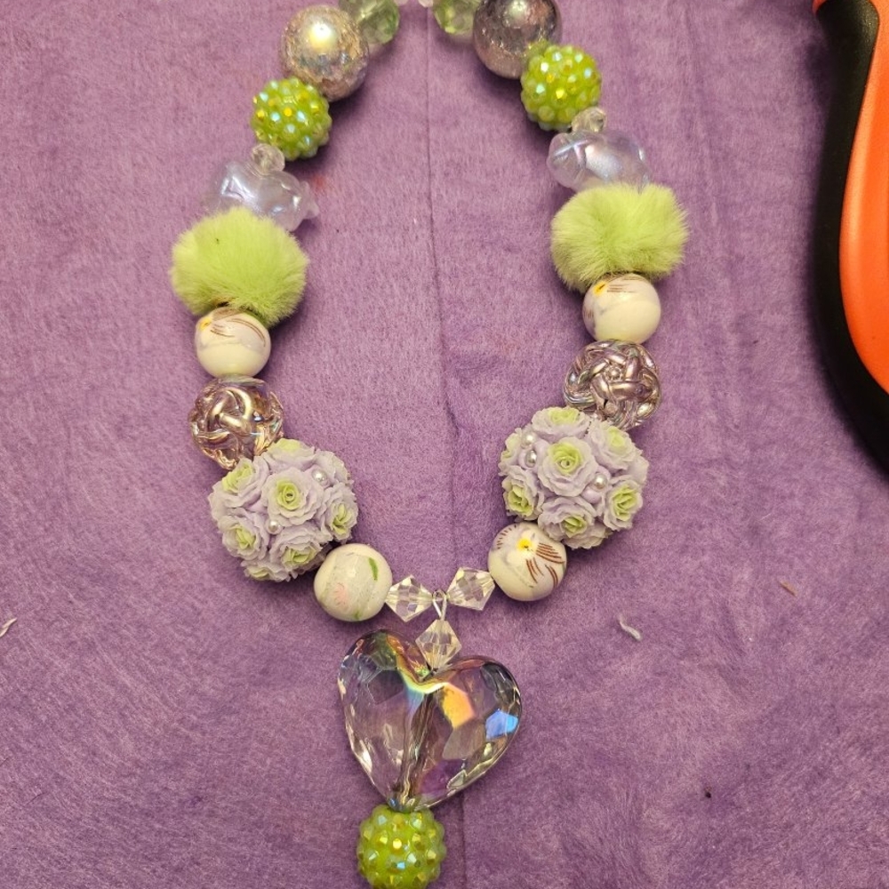 TAIENA DESIGN  Handmade Elegant Green and Purple Beaded Phone/Bag/Keychain